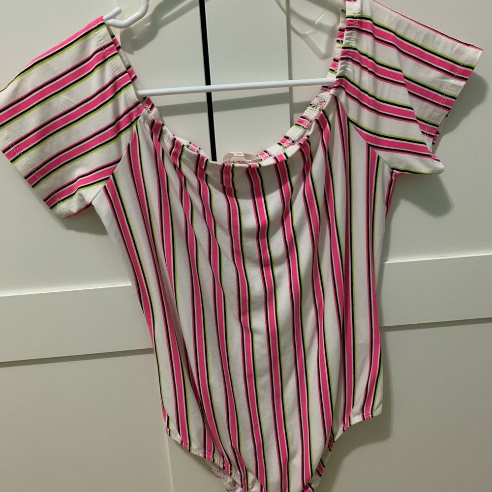 Cute Pink stripped Body Suit !
